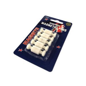 Whiteboards and Accessories 64 Small White Neodymium Pin Magnets| Cards of 10